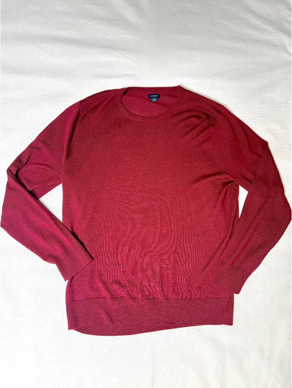 J.Crew Men’s XL Merino Wool Blend Crewneck Sweater Burgundy Red
